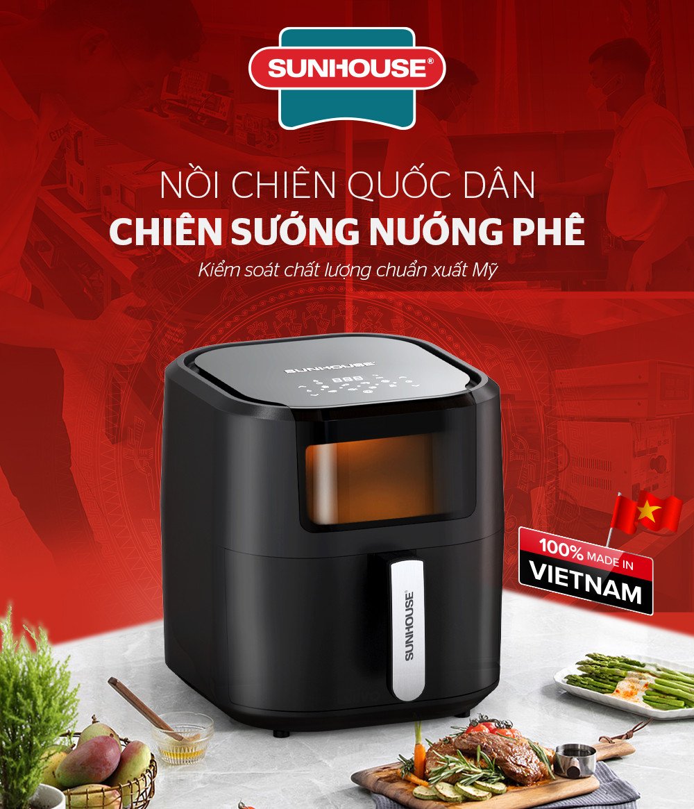 Nồi chiên không dầu vuông SHD4089 với thiết kế hiện đại, màu sắc trang nhã phù hợp mọi không gian bếp