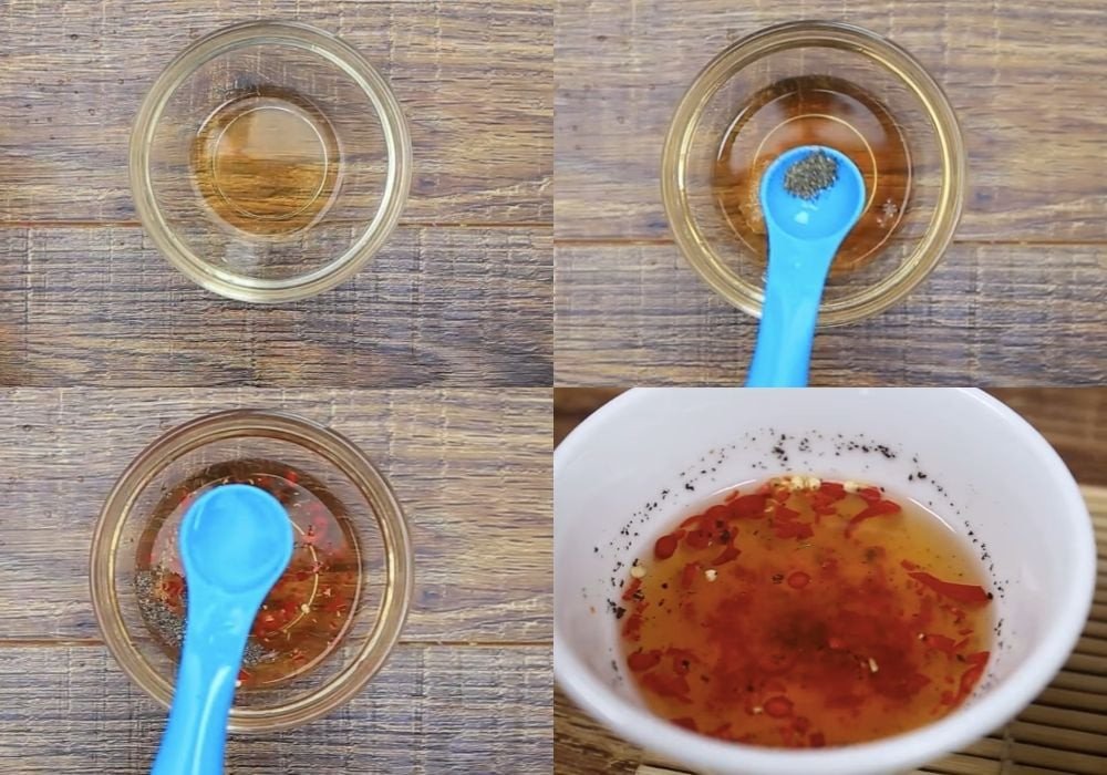 Nước chấm chân gà luộc với nước mắm truyền thống