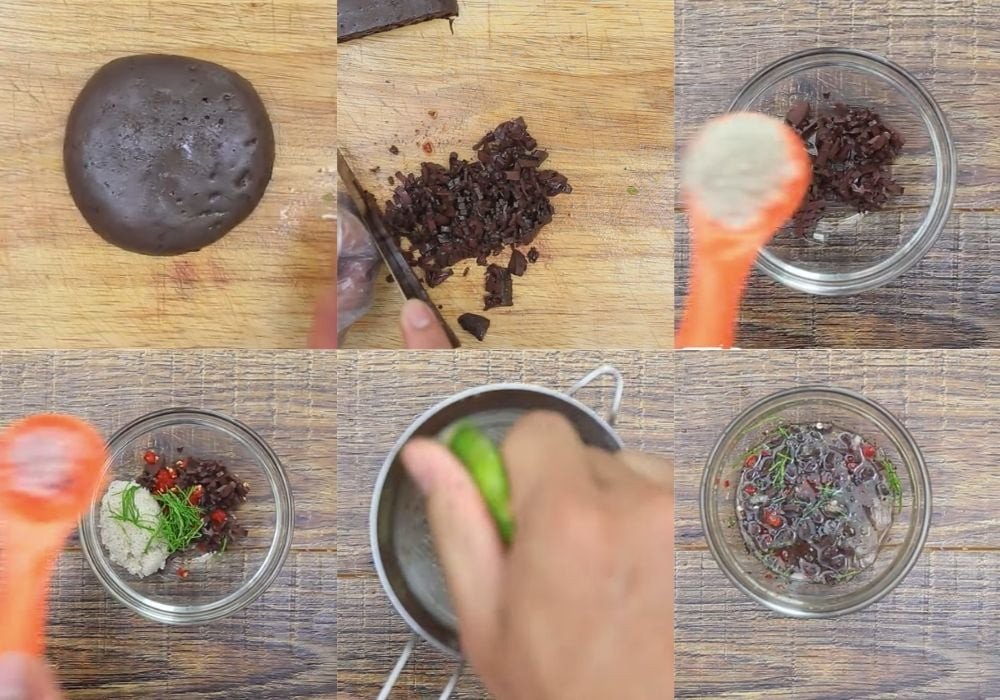 Nước chấm chân gà luộc với tiết luộc độc đáo