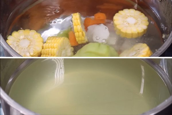 Nước dùng rau củ hầm cho lẩu chay