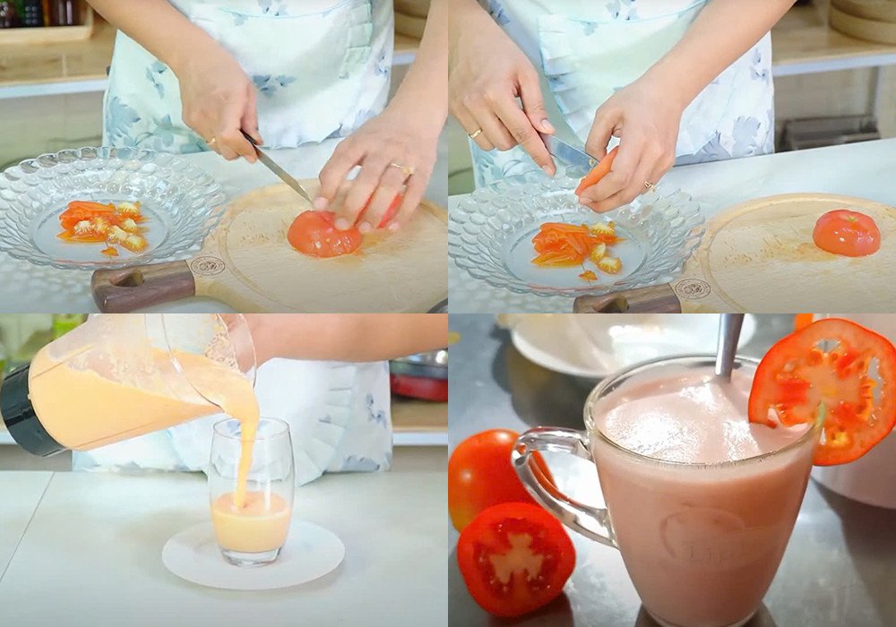 Pha chế sinh tố cà chua bằng máy xay