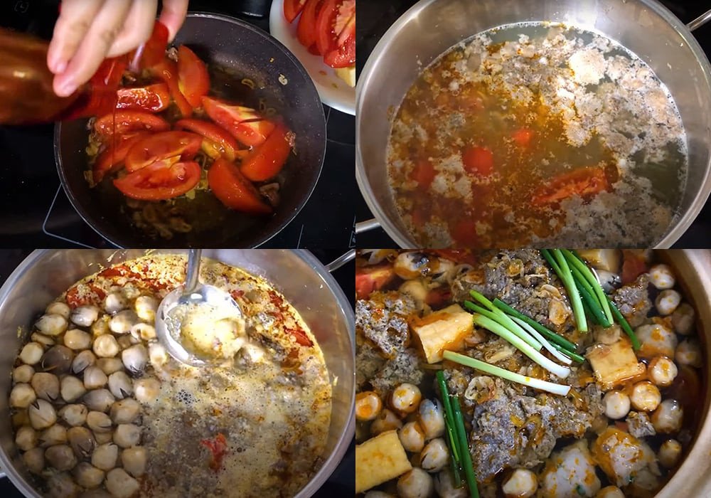 Quy trình làm lẩu riêu cua bắp bò tại nhà