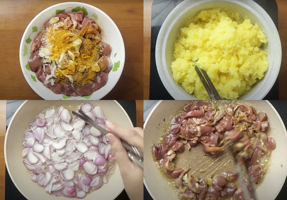 Quy trình làm xôi lòng gà hấp dẫn với hạt nếp dẻo và lòng gà xào thơm