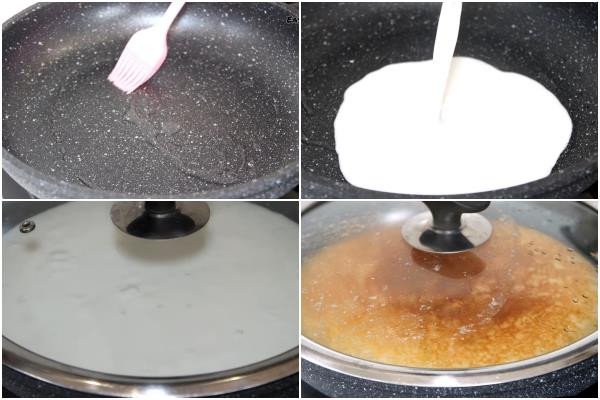 Quy trình nướng bánh bò bằng bột gạo trong chảo