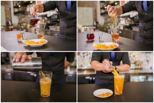 Quy trình pha chế trà đào cam sả với các nguyên liệu tươi