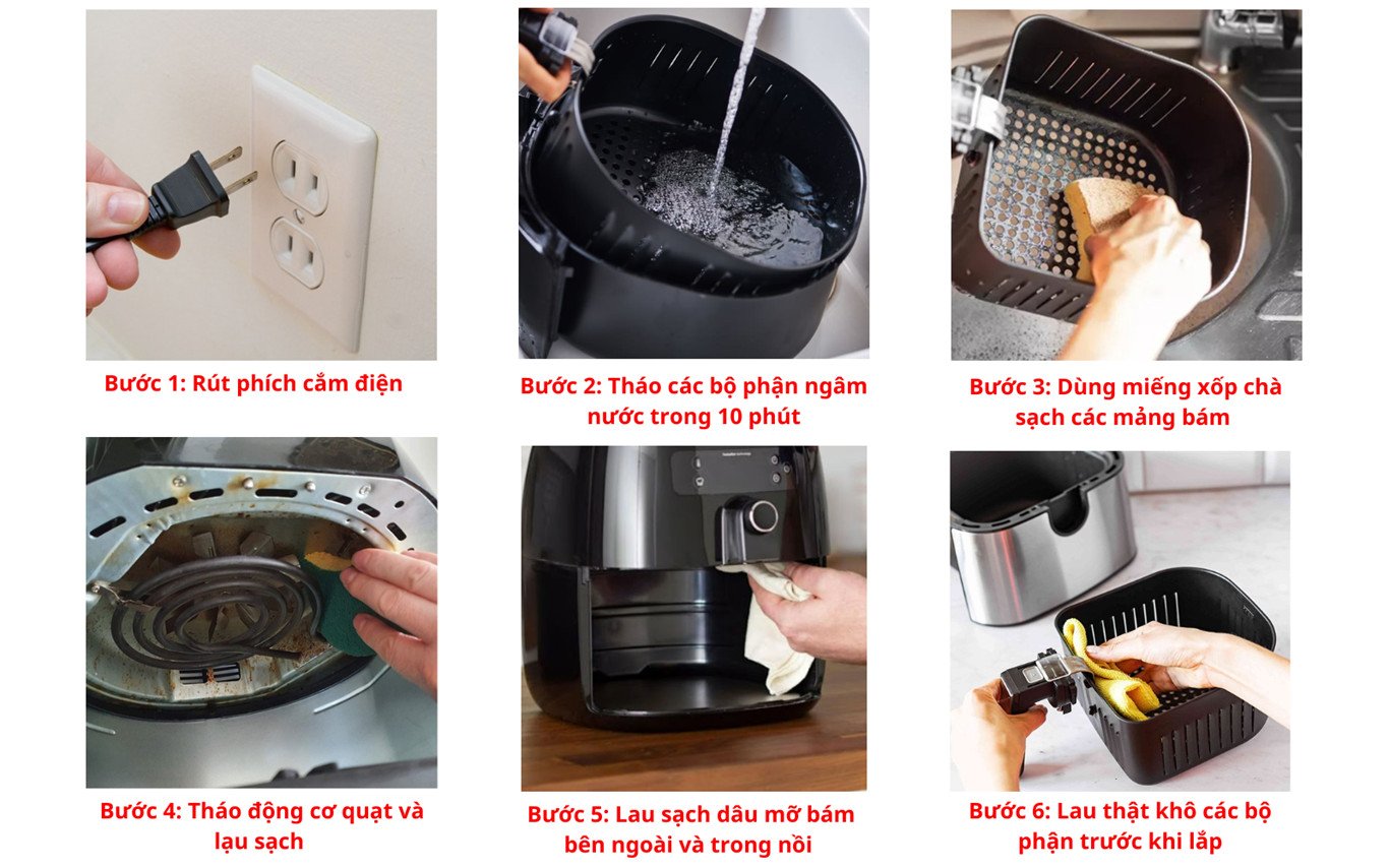 Quy trình vệ sinh nồi chiên không dầu đúng cách giúp ngăn ngừa rỉ sét