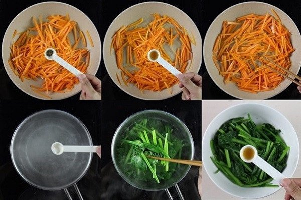 Bí Quyết Nấu Chuẩn Món Cơm Cuộn Hàn Quốc Thơm Ngon Sơ chế cà rốt và rau bina cho cơm cuộn