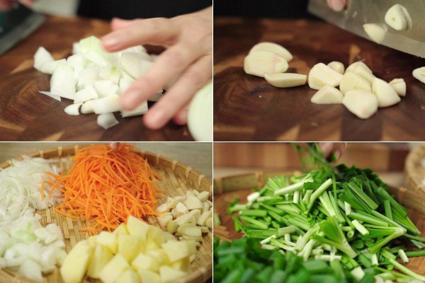 Sơ chế các loại rau củ chuẩn bị muối kim chi