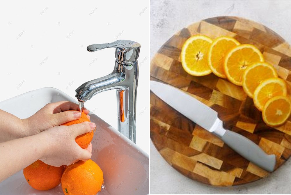 Sơ chế cam để sấy khô bằng nồi chiên không dầu