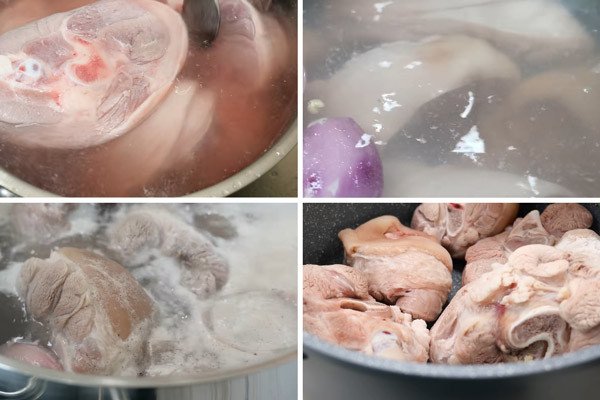 Sơ chế giò heo sạch sẽ cho món bún giò heo