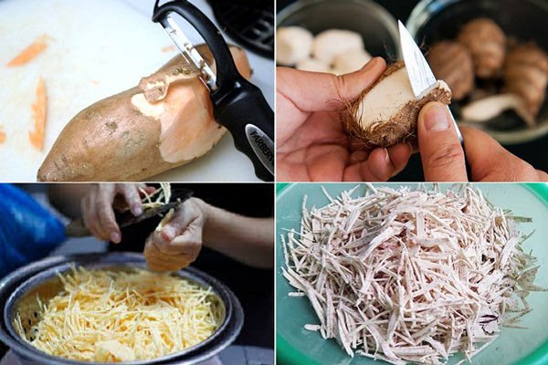 Sơ chế khoai môn để trộn gỏi