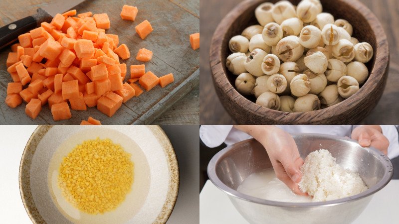 Sơ chế nguyên liệu để nấu cháo thịt băm bổ dưỡng bằng nồi cơm điện