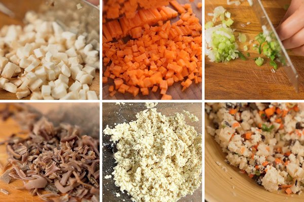 Sơ chế nguyên liệu làm chả nấm chay