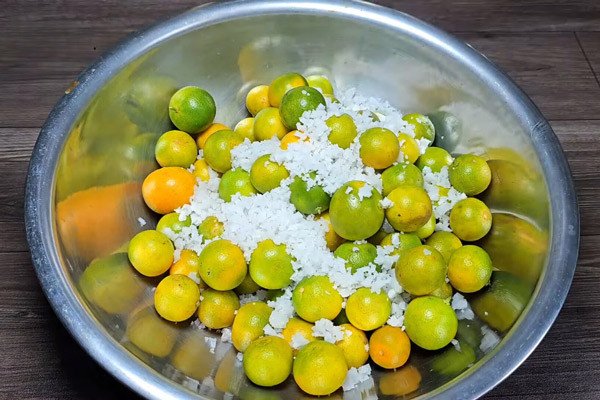 Sơ chế tắc muối đúng chuẩn để loại bỏ bụi bẩn và the đắng