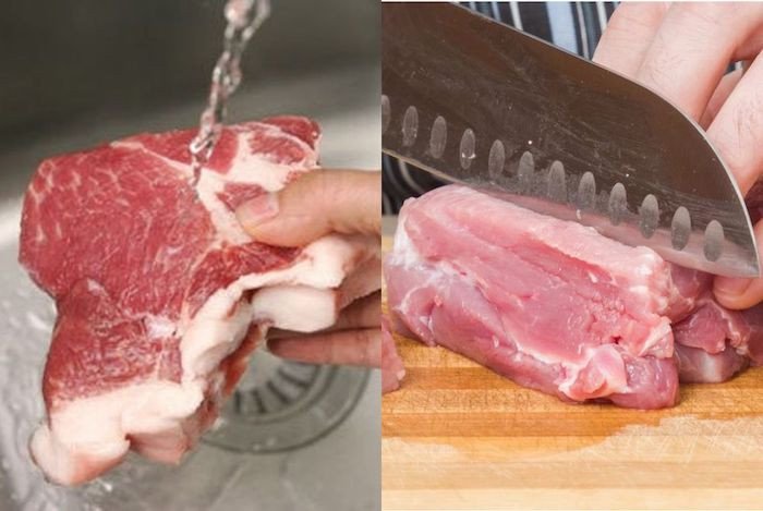 Sơ chế thịt ba chỉ sạch sẽ, sẵn sàng cho công thức thịt nướng nồi chiên không dầu