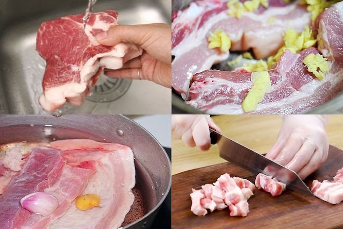 Sơ chế thịt heo sạch sẽ trước khi ướp để làm thịt nướng mật ong