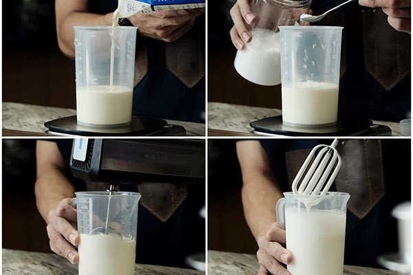 Sử dụng máy đánh trứng để làm kem muối béo ngậy, bí quyết cách làm cà phê muối
