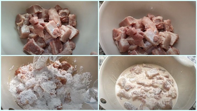 Tẩm bột cho sườn non đều tay