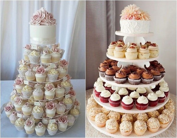 Tháp bánh cưới Cupcakes nhỏ xinh