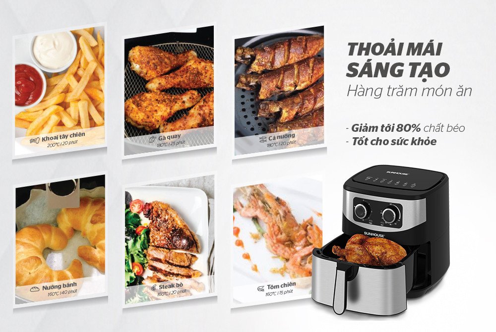 Thỏa thích thưởng thức món ăn lành mạnh với nồi chiên không dầu