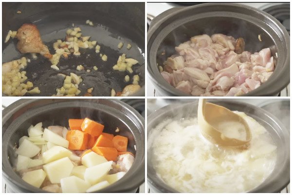 Thực hiện các bước nấu cơm cà ri Nhật Bản
