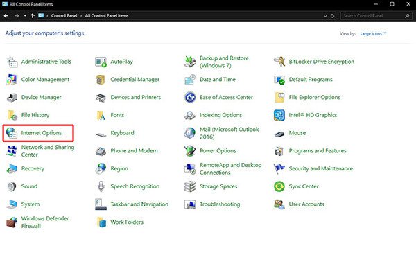 Tìm kiếm NET Framework trong Internet Options
