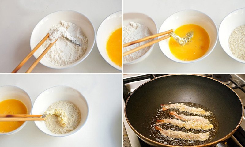 Tôm sú chiên giòn vàng ươm, hấp dẫn với lớp vỏ bột giòn rụm
