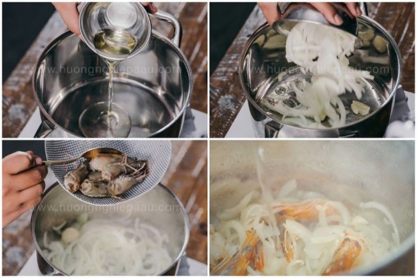 Tôm sú tươi và các nguyên liệu gia vị đặc trưng cho món Tom Yum