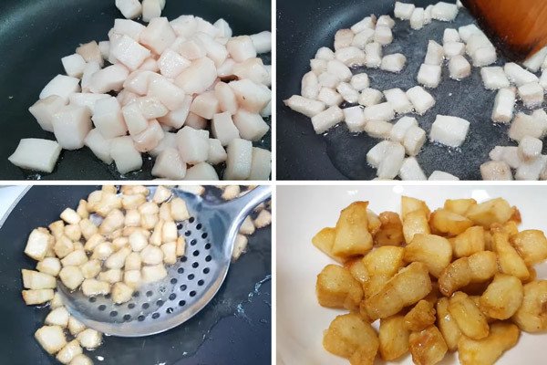 Tóp mỡ giòn rụm được thắng vàng, sẵn sàng ăn kèm phở khô