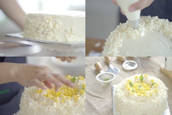 Trang trí bánh kem bắp kiểu Pháp đẹp mắt và hấp dẫn