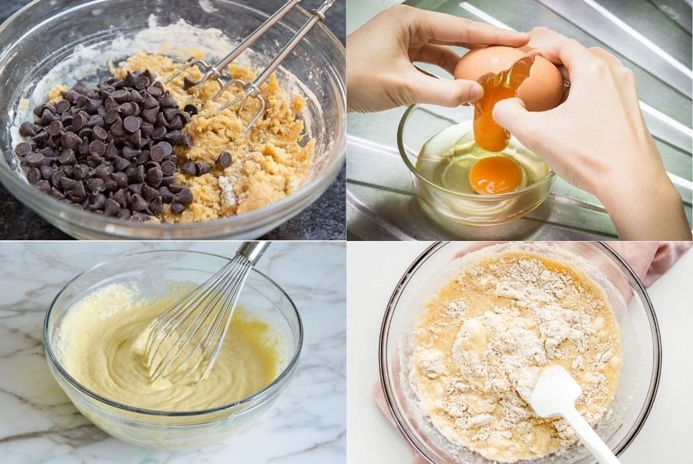 Trộn bột đều tay để các nguyên liệu hòa quyện