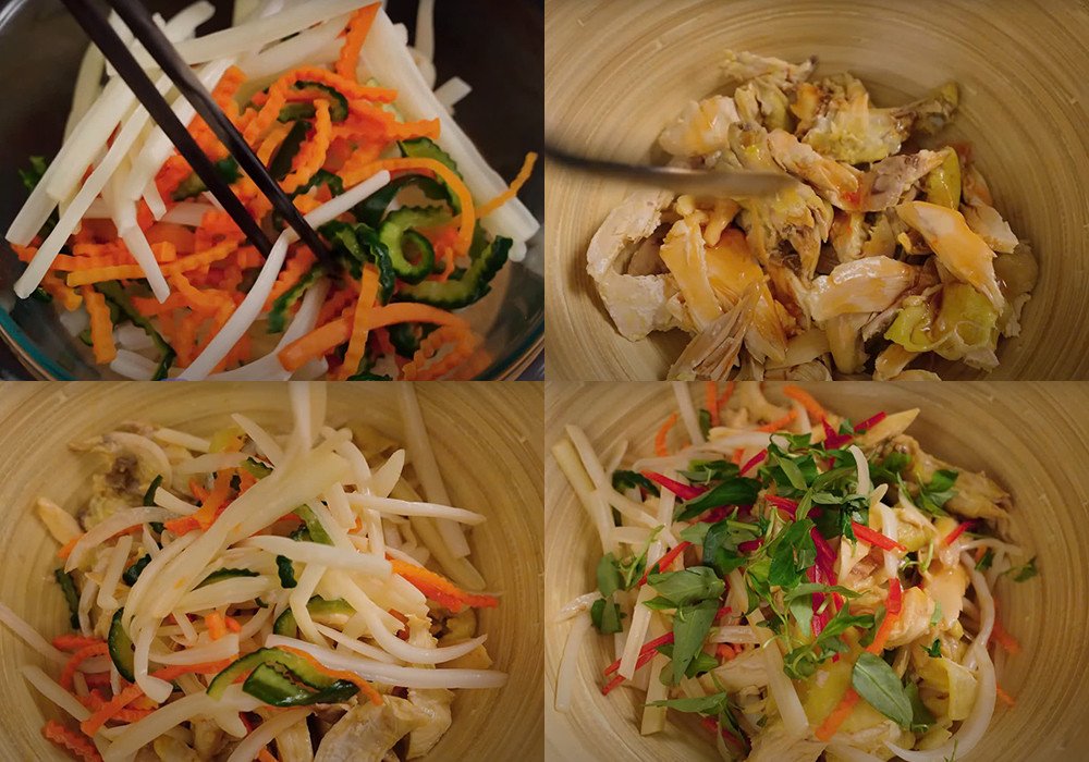 Trộn gỏi gà ngó sen hấp dẫn