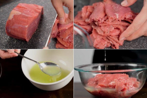 Ướp bò tái chanh với nước cốt chanh tươi ngon