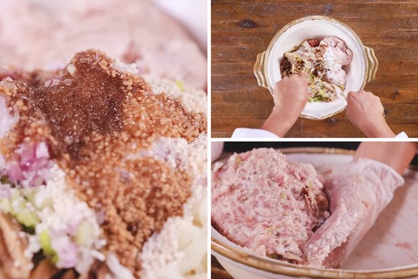 Ướp đều gia vị và thịt băm làm xíu mại thơm ngon