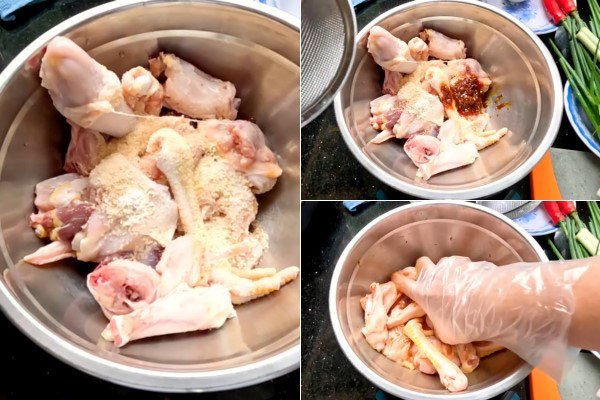 Ướp thịt gà làm gà hấp hèm