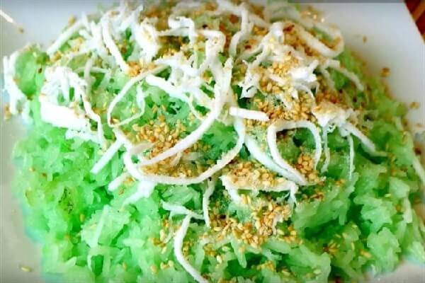 xôi lá dứa bằng nồi cơm điện thơm lừng