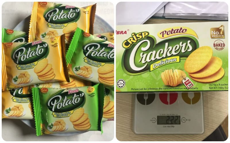 100g snack khoai tây Potato có khoảng 201 calo