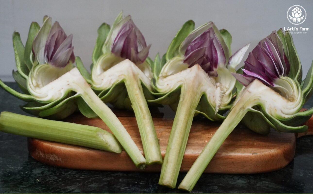 Atiso đã sơ chế sẵn sàng nấu canh