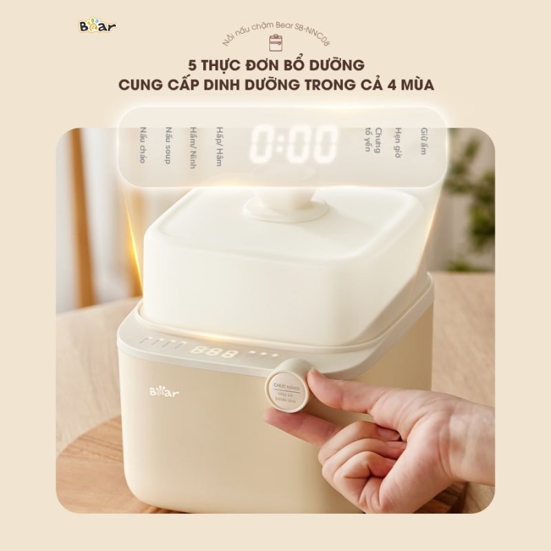 Bảng điều khiển nồi nấu cháo chậm Bear 0.8L SB-NNC08