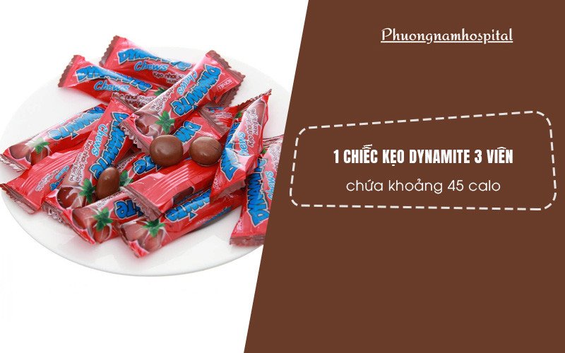 Bảng thông tin dinh dưỡng ước tính cho kẹo Dynamite 3 viên, giải đáp kẹo dynamite 3 viên bao nhiêu calo
