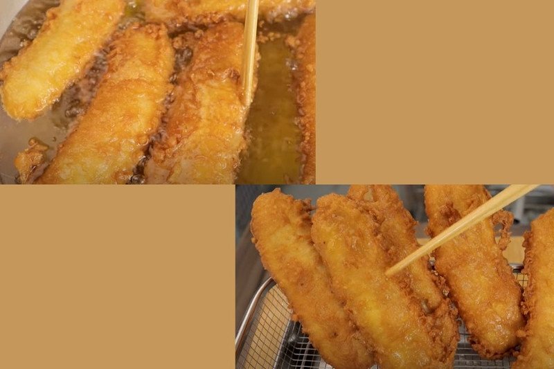 Bánh chuối chiên vàng giòn sau khi chiên
