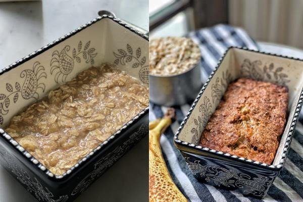 Bánh chuối nướng yến mạch sau khi nướng