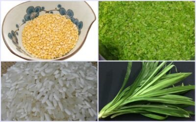 Bánh cốm xanh dẻo thơm, cho thấy giá trị dinh dưỡng và năng lượng mà món bánh cốm cung cấp cho cơ thể.