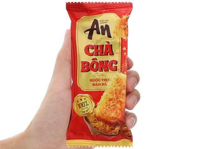 Bánh gạo An chà bông gói 145.6g hiển thị thông tin dinh dưỡng