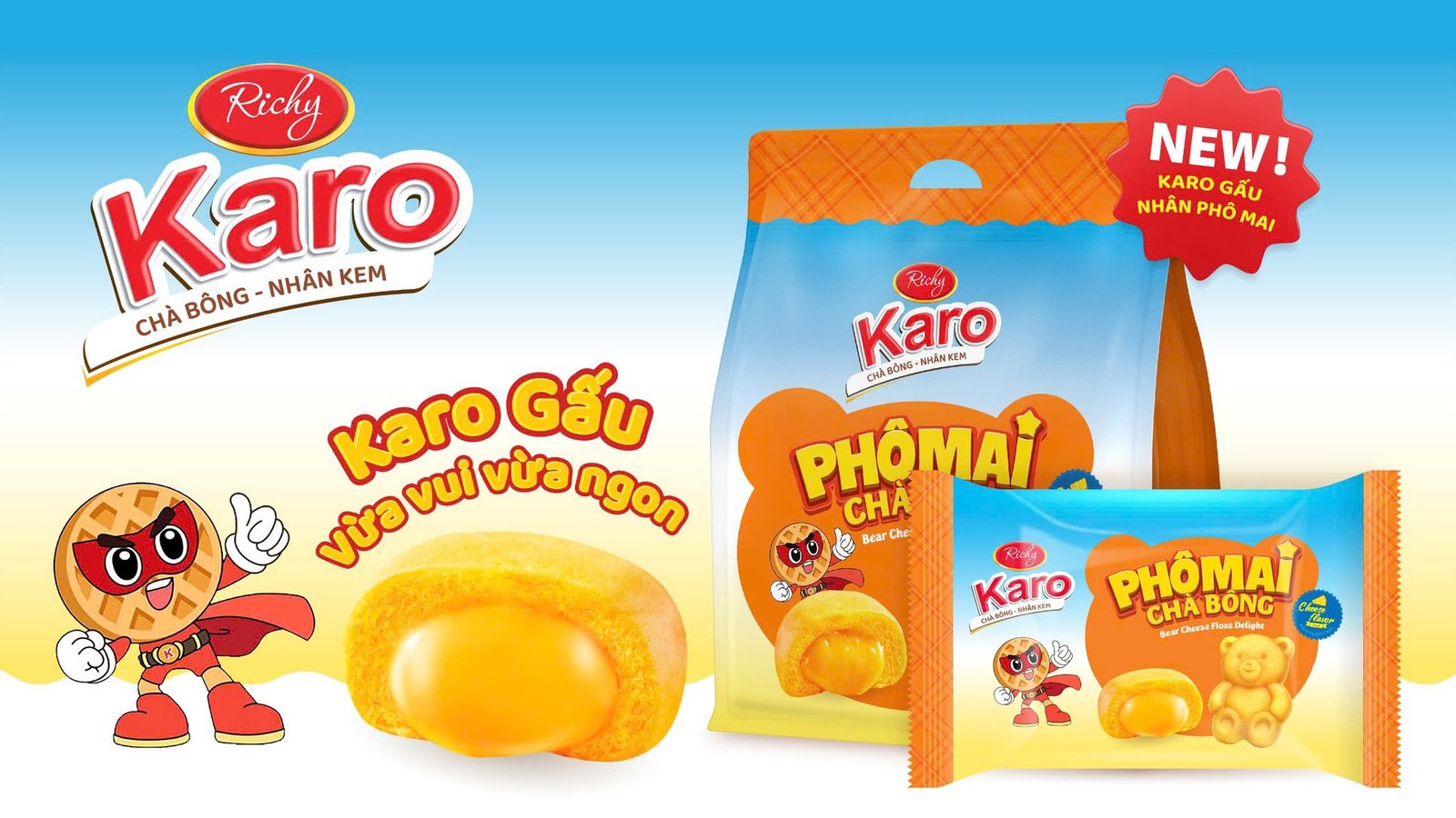Bánh Karo chà bông hình gấu phô mai cho bé