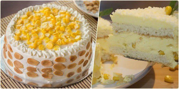 Bánh kem sinh nhật hương bắp ngọt dịu, lạ miệng.