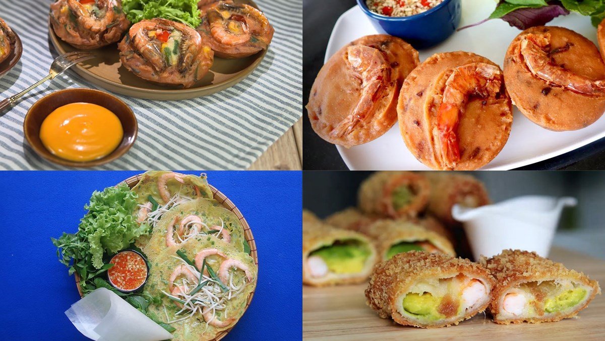 Bánh tôm Hồ Tây vàng giòn, tôm tươi hấp dẫn sau khi chiên ngập dầu