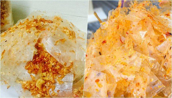 Bánh tráng sau khi trộn xong với sốt muối tôm