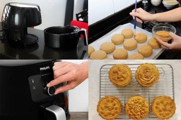 Bánh trung thu nướng vàng ươm bằng nồi chiên không dầu tiện lợi