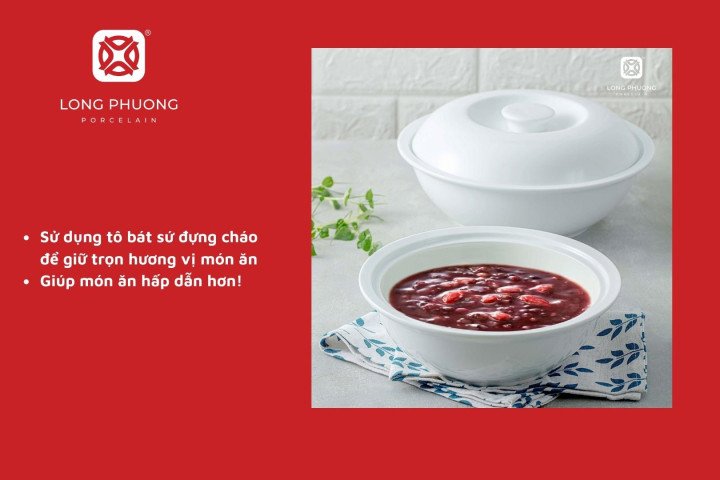 Bát cháo đậu đỏ giữ nhiệt tốt khi ăn nóng